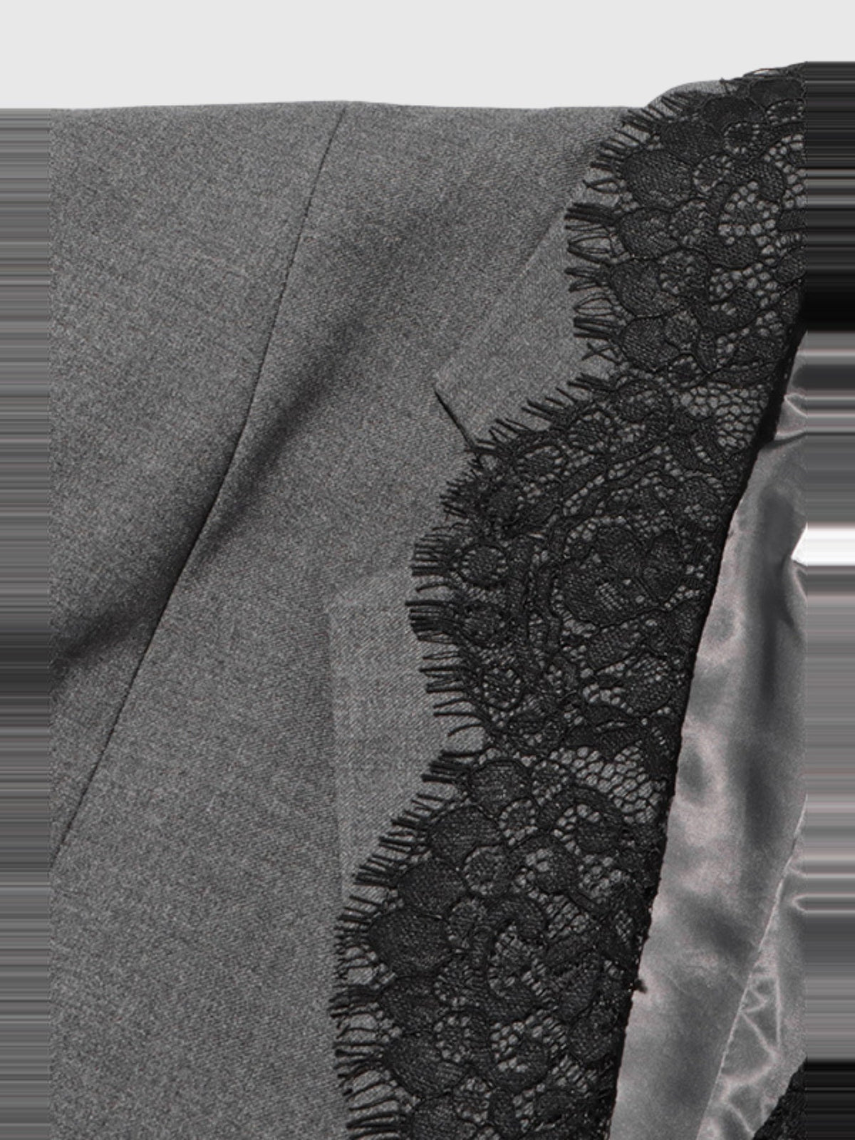 Gargi Lace Trim V Neck Blazer - Grey — Svelte Chic