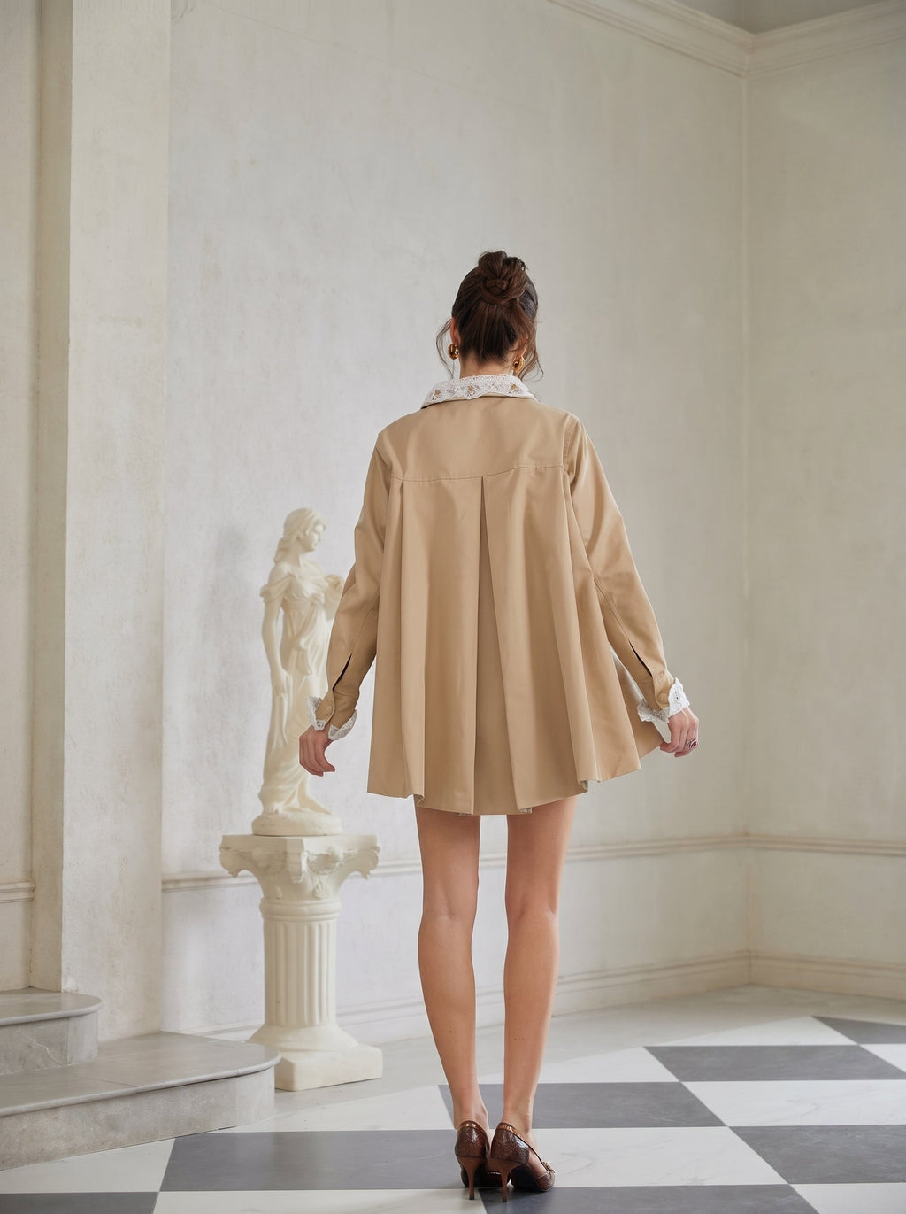 Marta Crystal Lace Trim Trench Coat — Svelte Chic