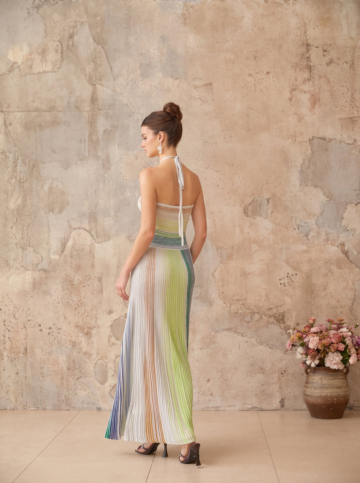 Metallic Knit Open Back Maxi Dress — Svelte Chic