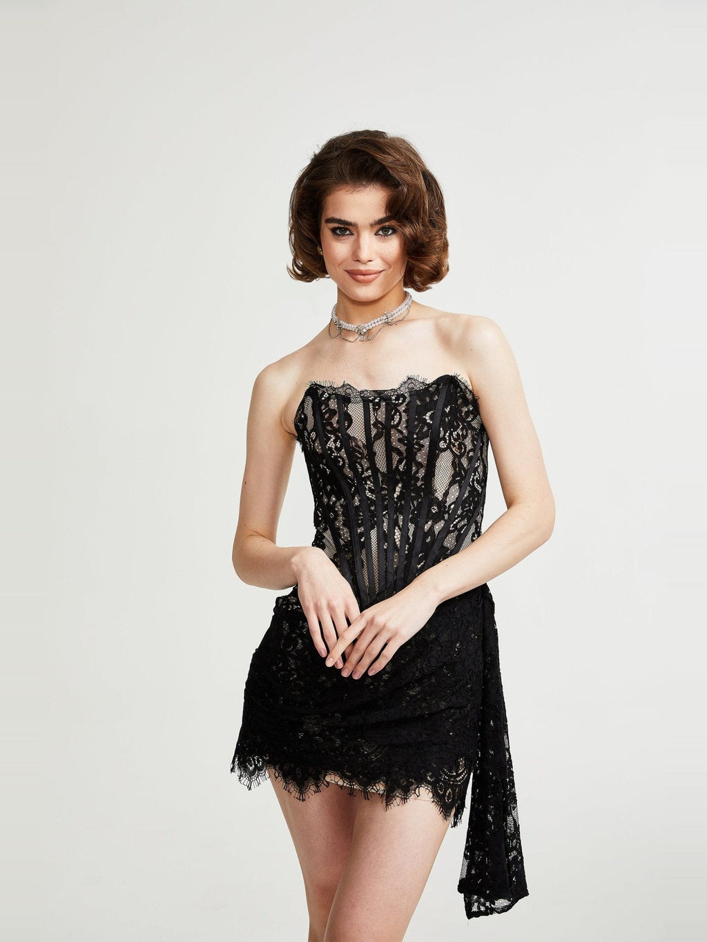 Kylitha Lace Bow-Detail Strapless Mini Dress - Black — Svelte Chic