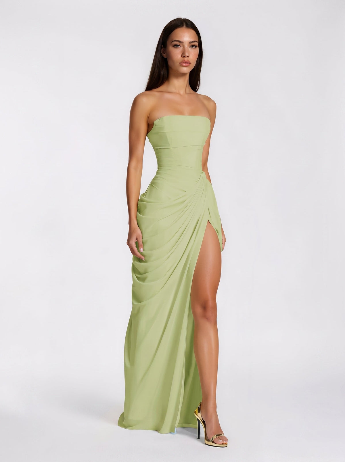 Safiya Draped Strapless Corset Maxi Dress — Svelte Chic