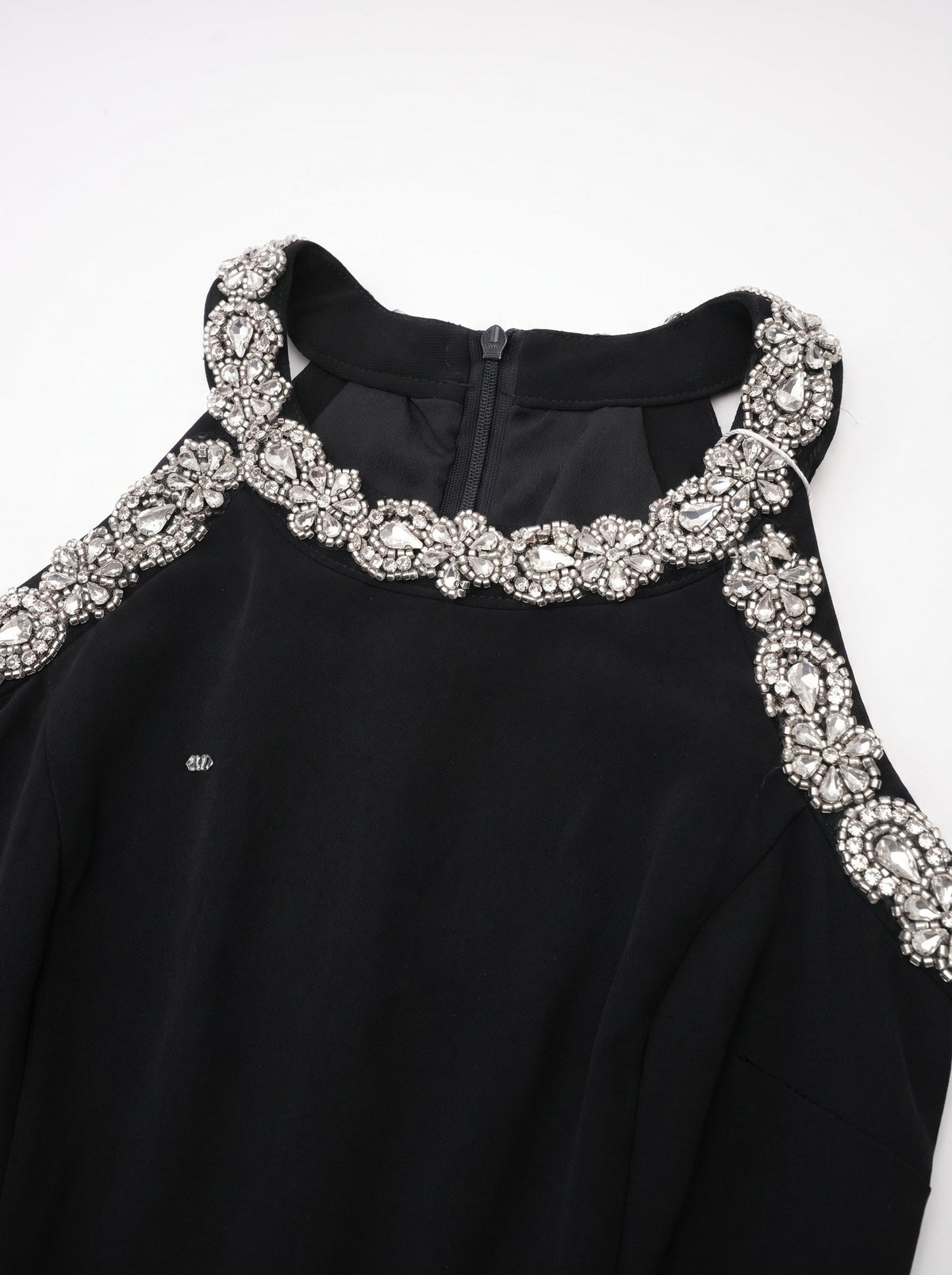 Babette Crystal Round Neck Mini Dress — Svelte Chic