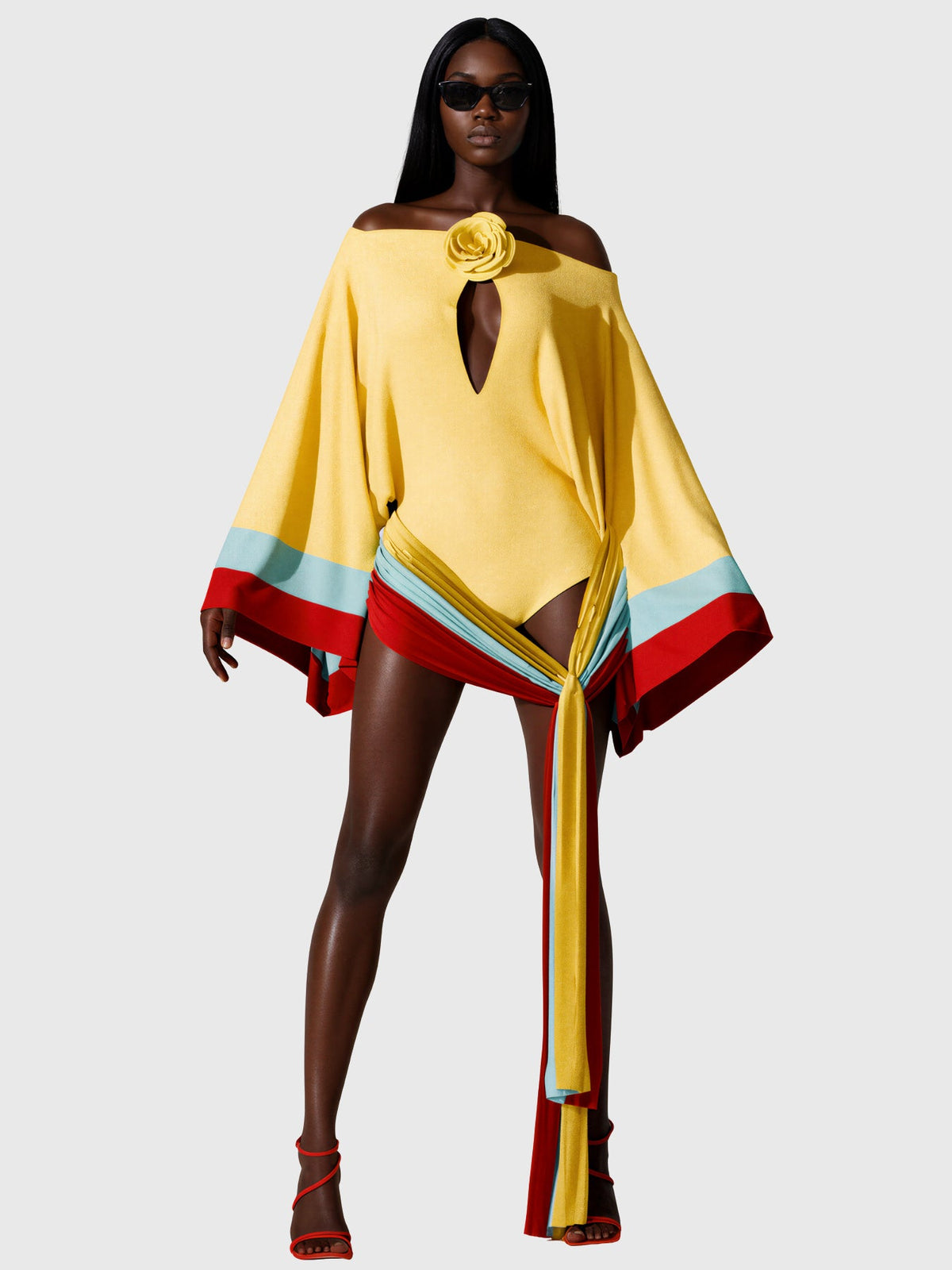 Kendrew Off-Shoulder Flower Detail Cutout Playsuit - Yellow — Svelte Chic