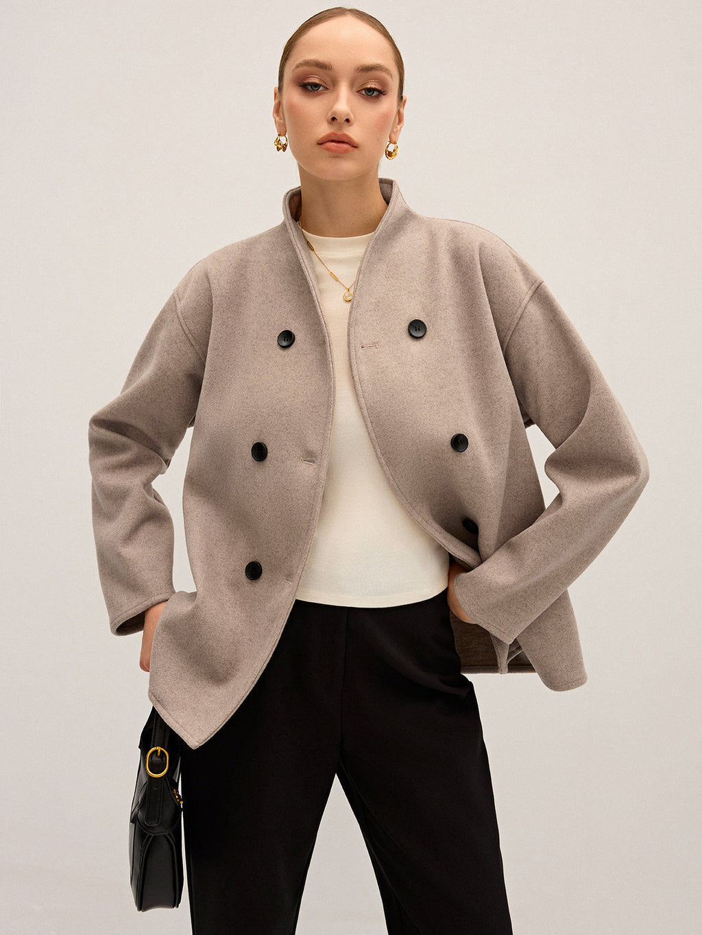 Oversized Double-Breasted Cropped Jacket — Svelte Chic