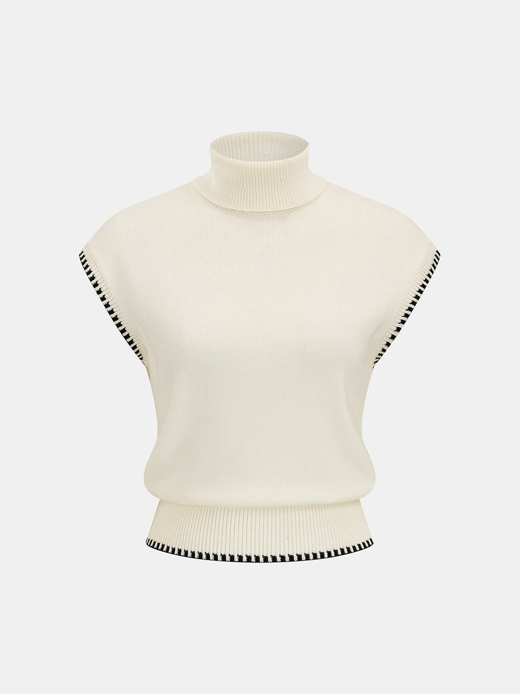 Contrast Trim Turtleneck Knit Top and Mini Skirt Set — Svelte Chic
