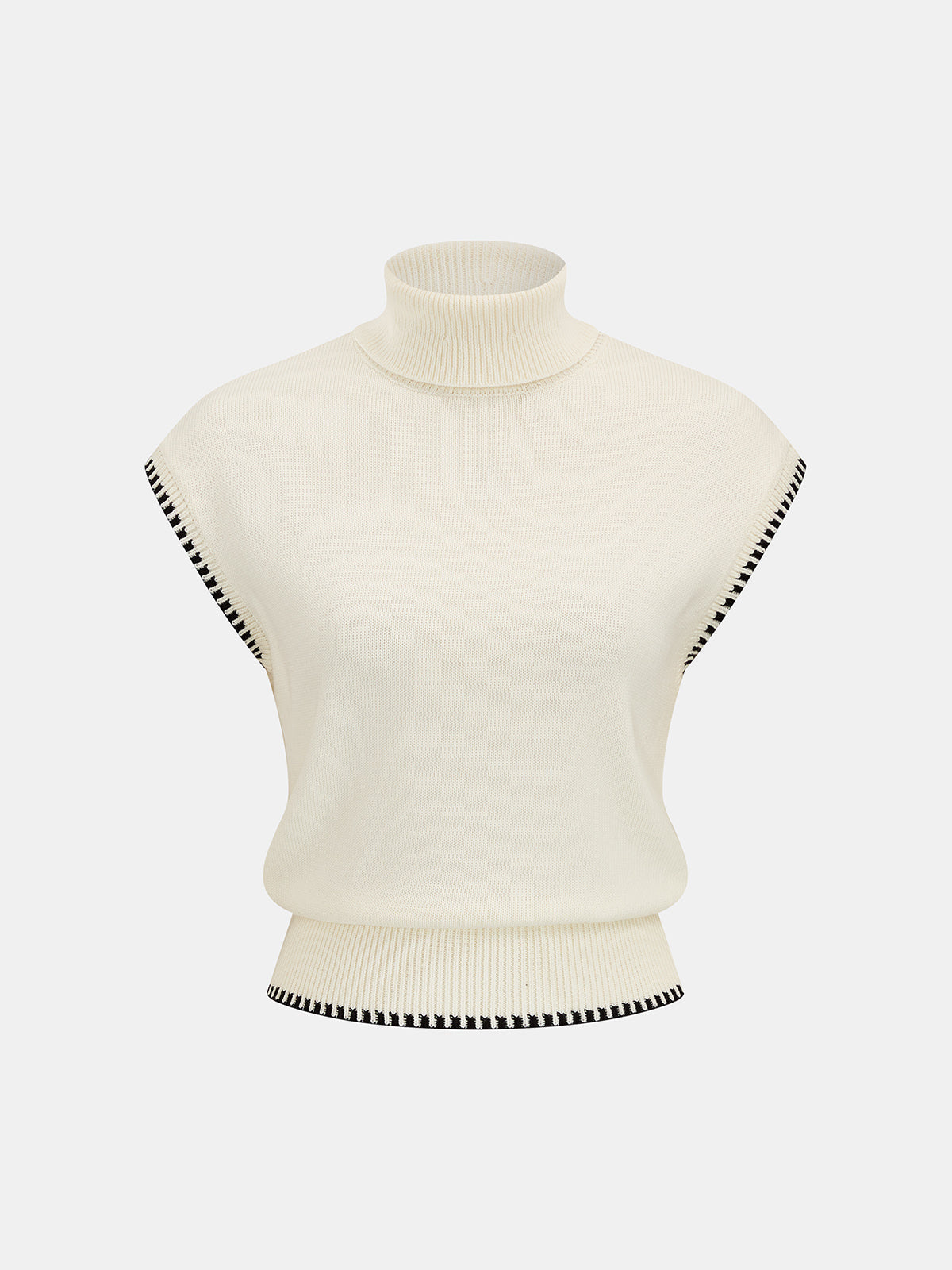 Contrast Trim Turtleneck Knit Top and Mini Skirt Set — Svelte Chic