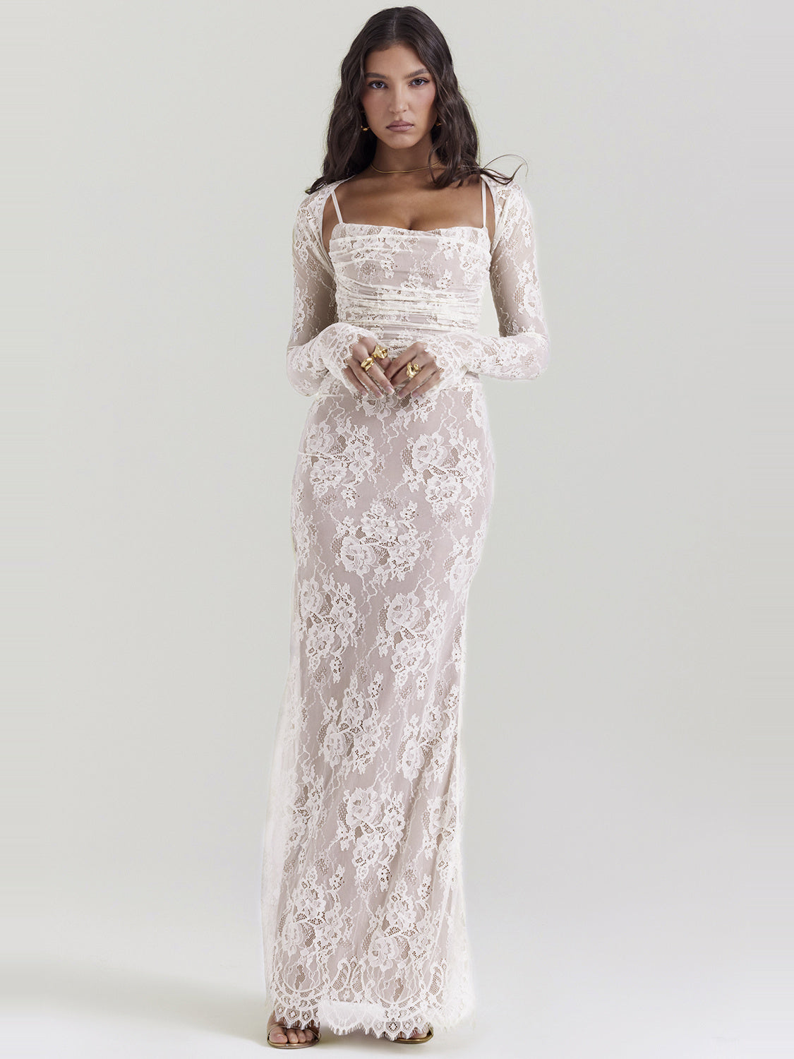Artemis Corset Back Lace Maxi Dress — Svelte Chic