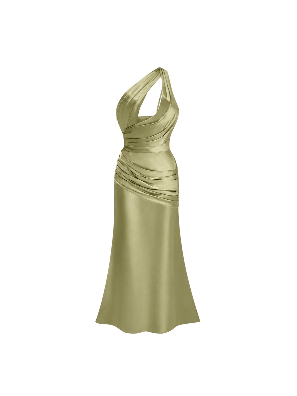 Seraphina One Shoulder Cut Out Satin Maxi Dress — Svelte Chic