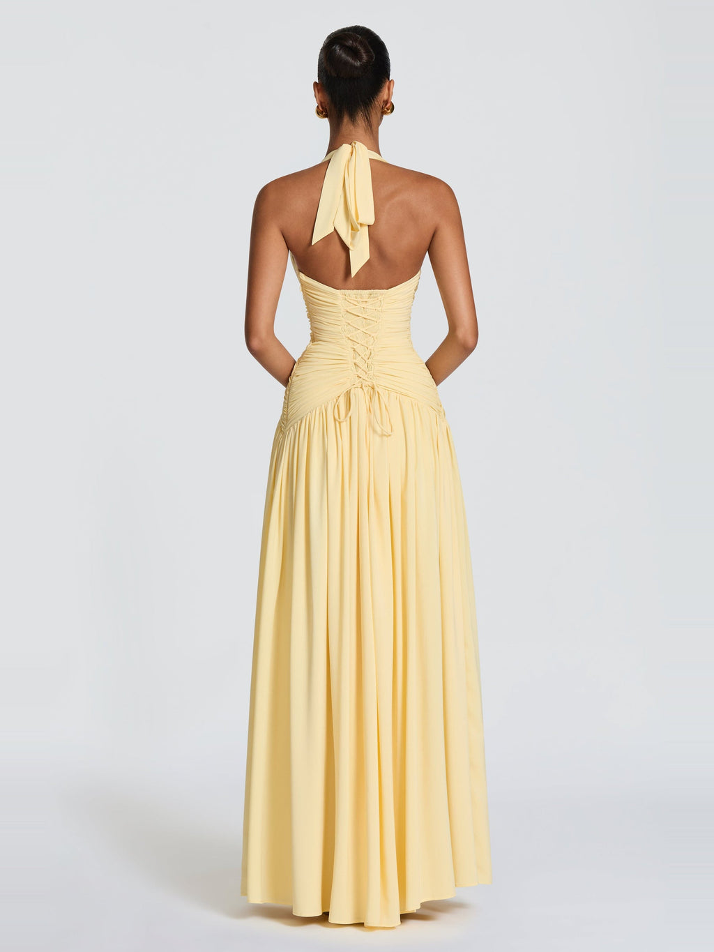 Amaris Halter Corset Back Chiffon Maxi Dress with Slit — Svelte Chic