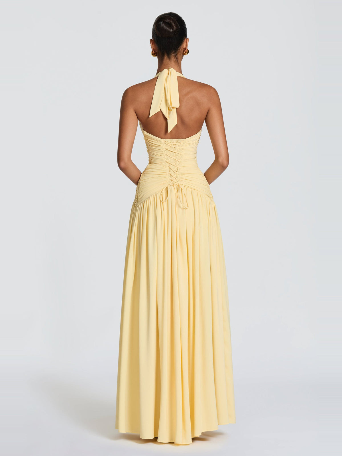 Amaris Halter Corset Back Chiffon Maxi Dress with Slit — Svelte Chic