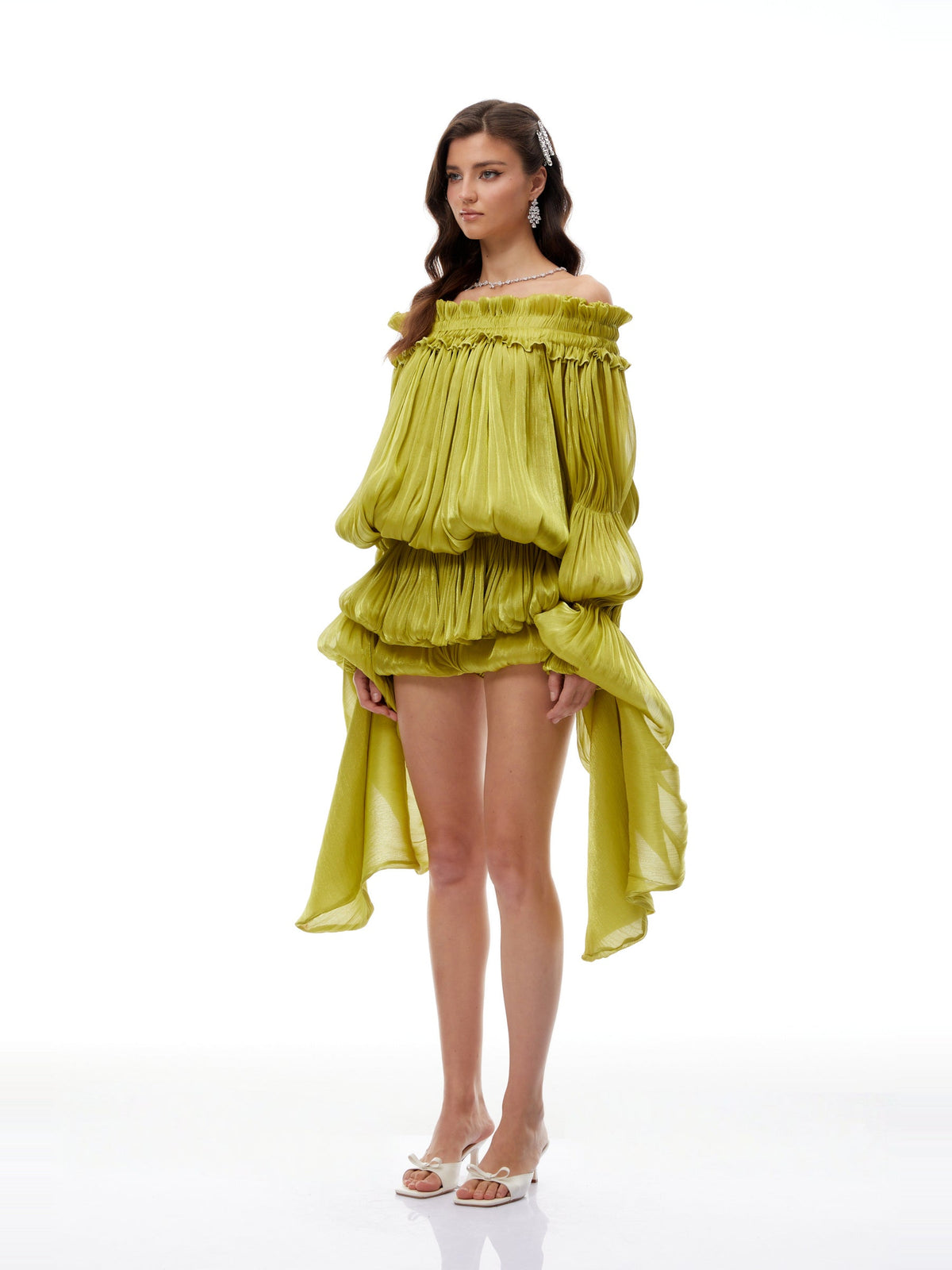 Marcia Off Shoulder Balloon Sleeve Mini Dress — Svelte Chic