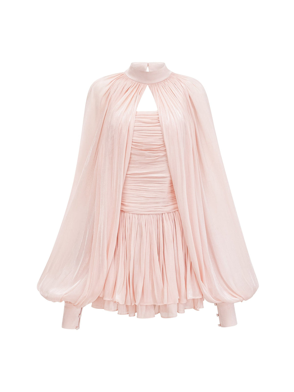 Bernice Caped Satin Mini Dress Set — Svelte Chic