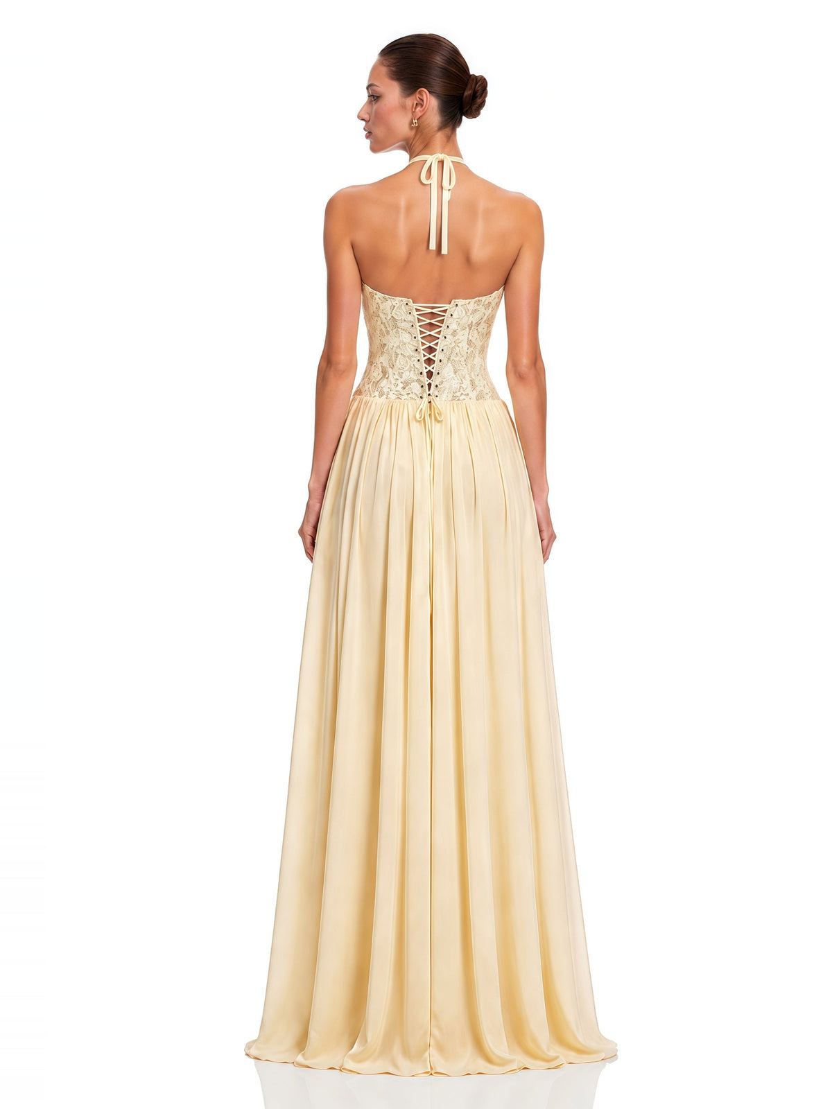 Joelle Halter Lace Corset Maxi Dress — Svelte Chic