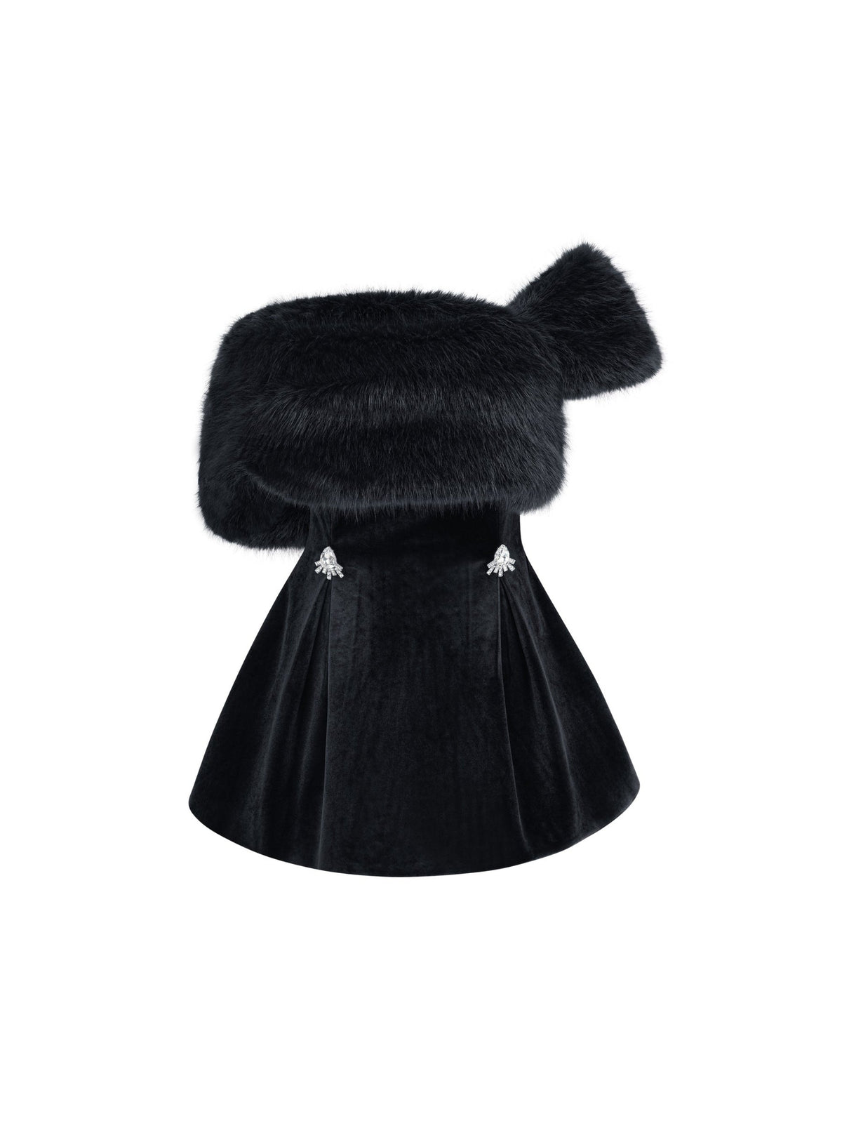 Wivika Strapless Velvet Faux-Fur Mini Dress - Burgundy — Svelte Chic