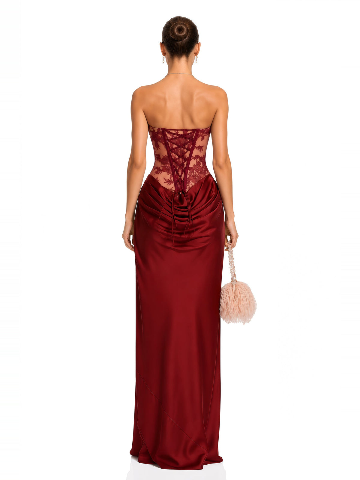 Noelle Strapless Lace Corset Maxi Dress — Svelte Chic