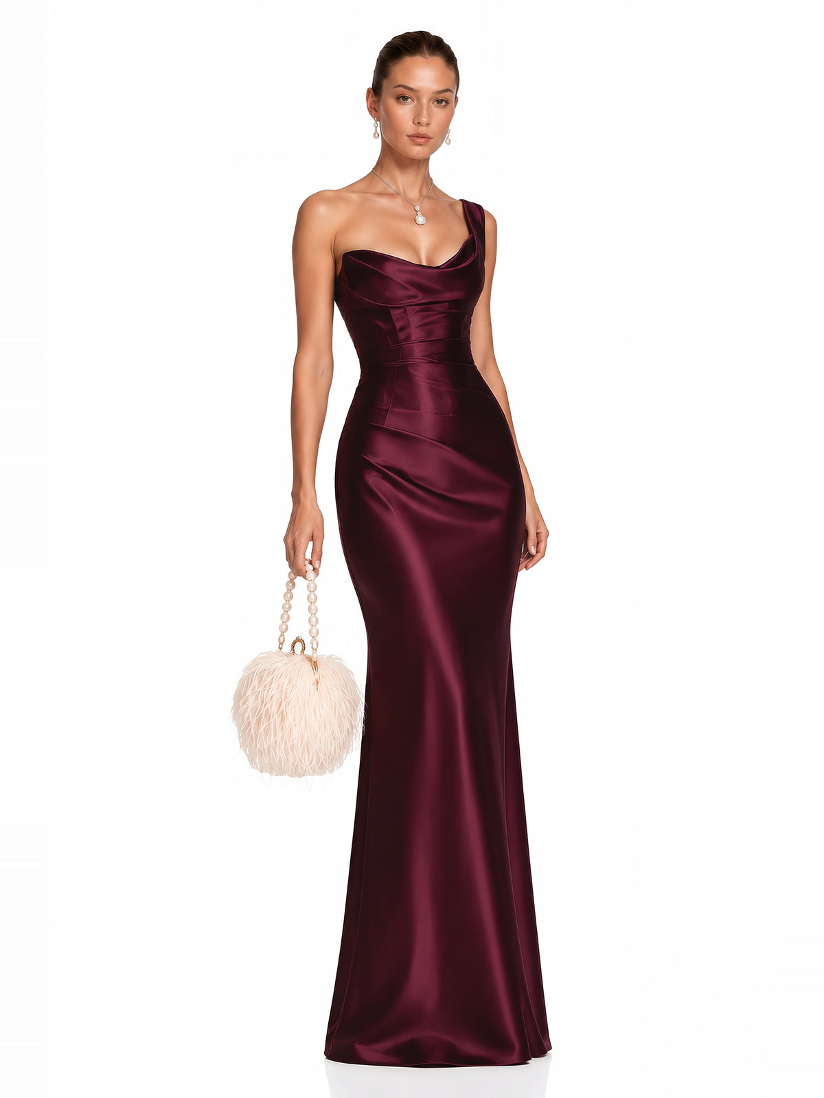 Hannah One Shoulder Satin Maxi Dress — Svelte Chic