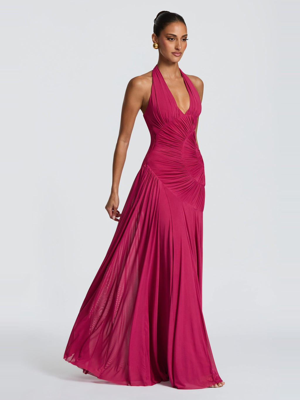 Cova Halter Plunge Jersey Maxi Dress — Svelte Chic