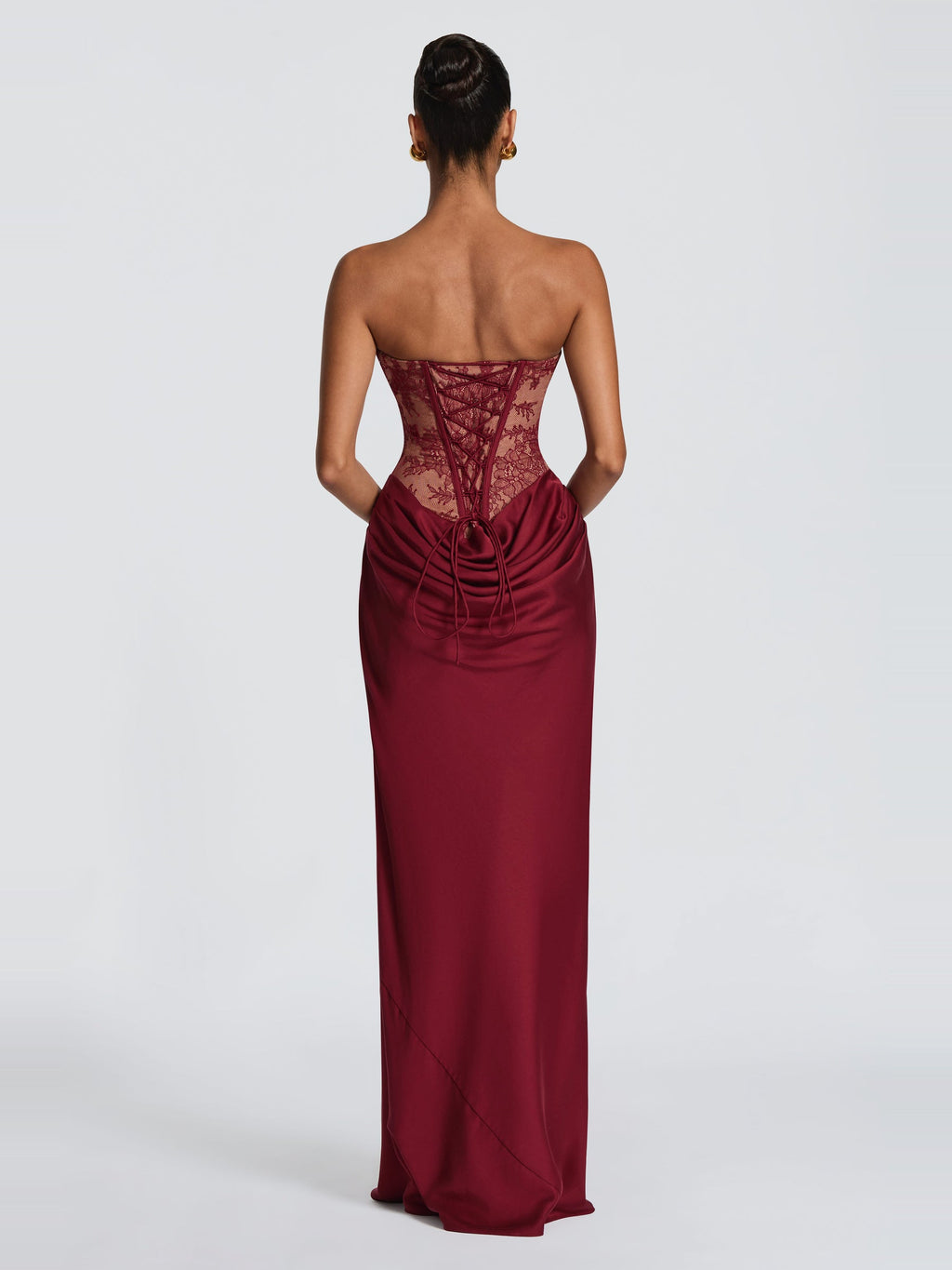 Kathleen Strapless Lace Corset Maxi Dress — Svelte Chic