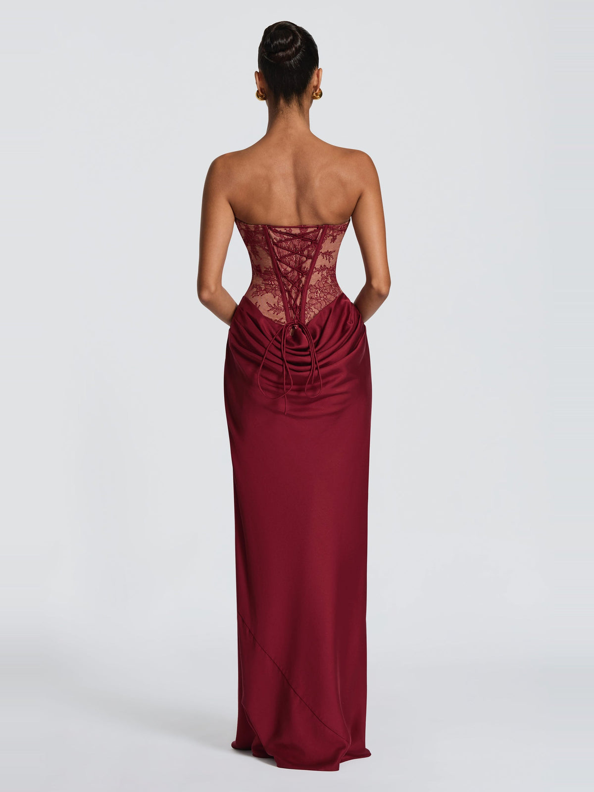 Kathleen Strapless Lace Corset Maxi Dress — Svelte Chic