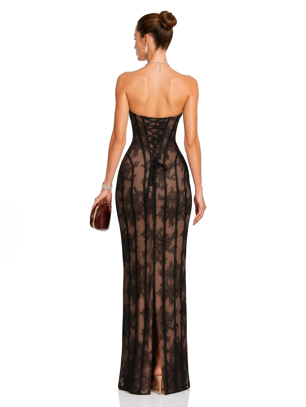 Urszula Lace Strapless Corset Maxi Dress — Svelte Chic