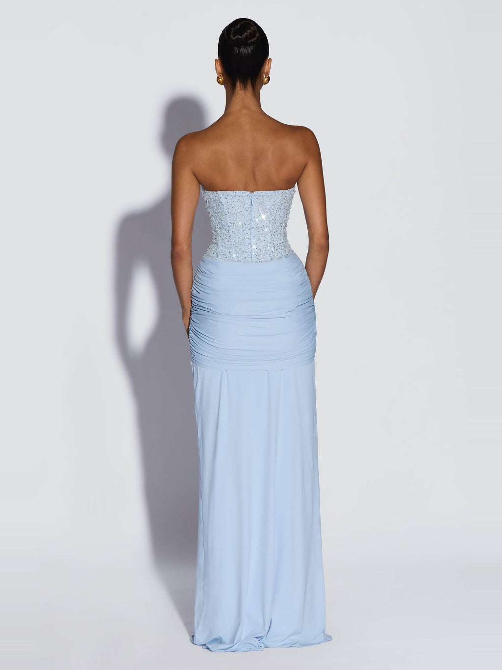 Carina Strapless Crystal Corset Maxi Dress — Svelte Chic