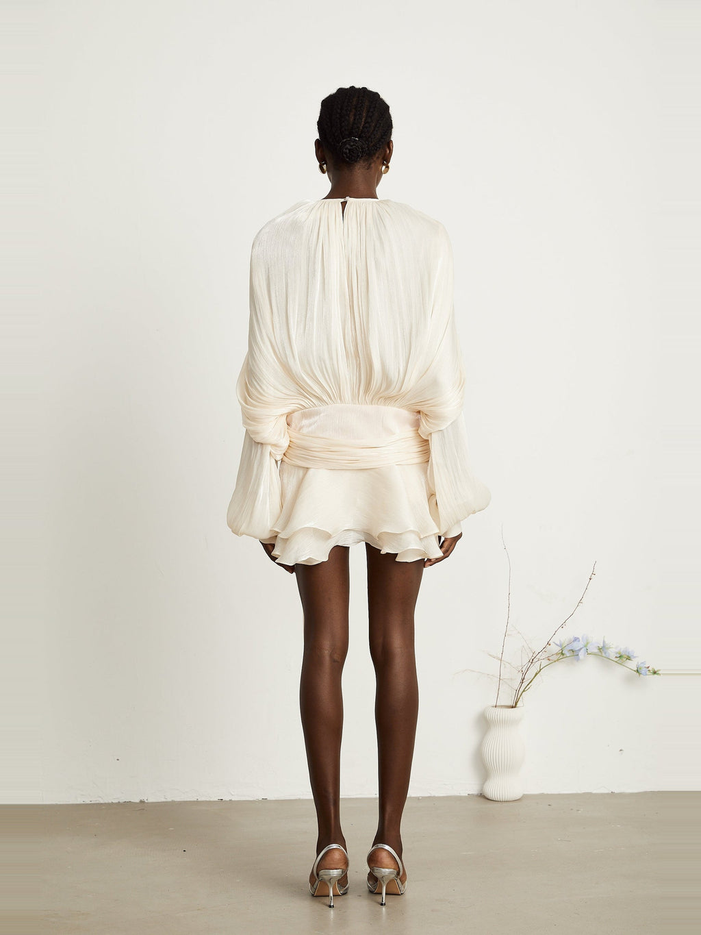 Eugenie Pleated Ruffle Mini Dress — Svelte Chic