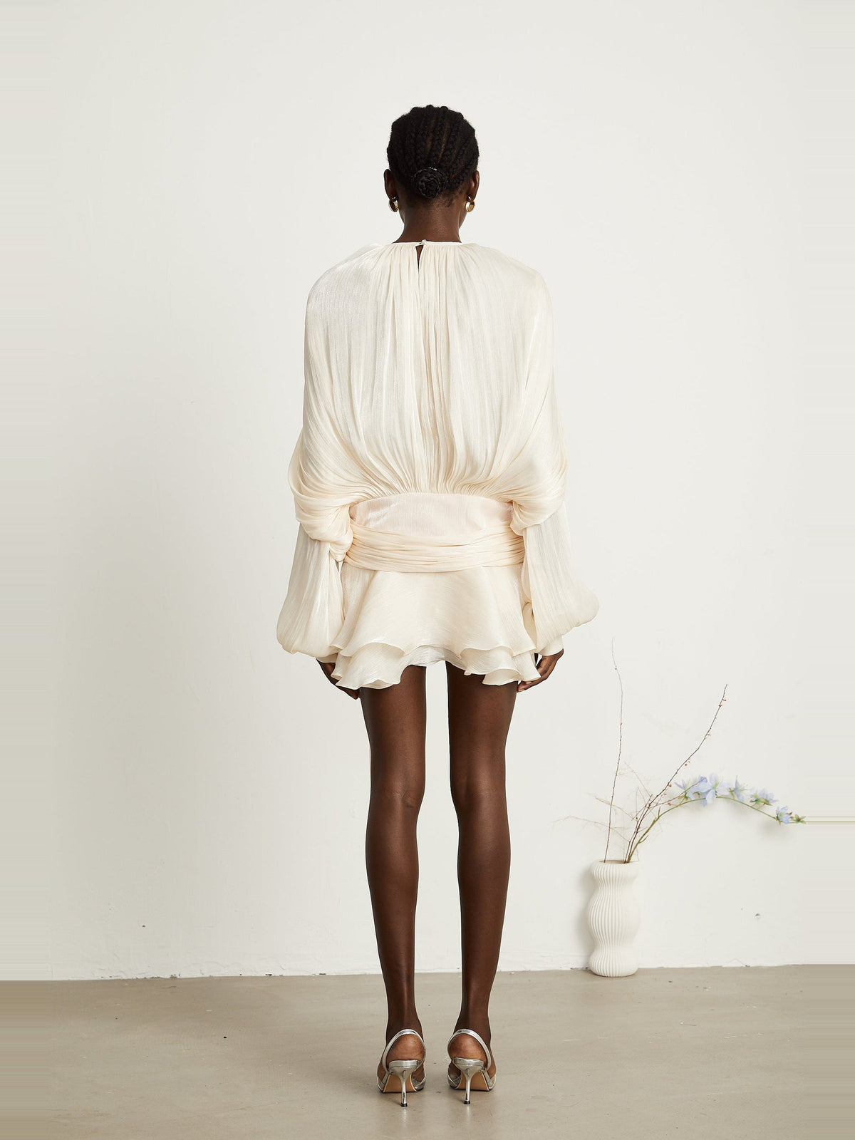 Eugenie Pleated Ruffle Mini Dress — Svelte Chic