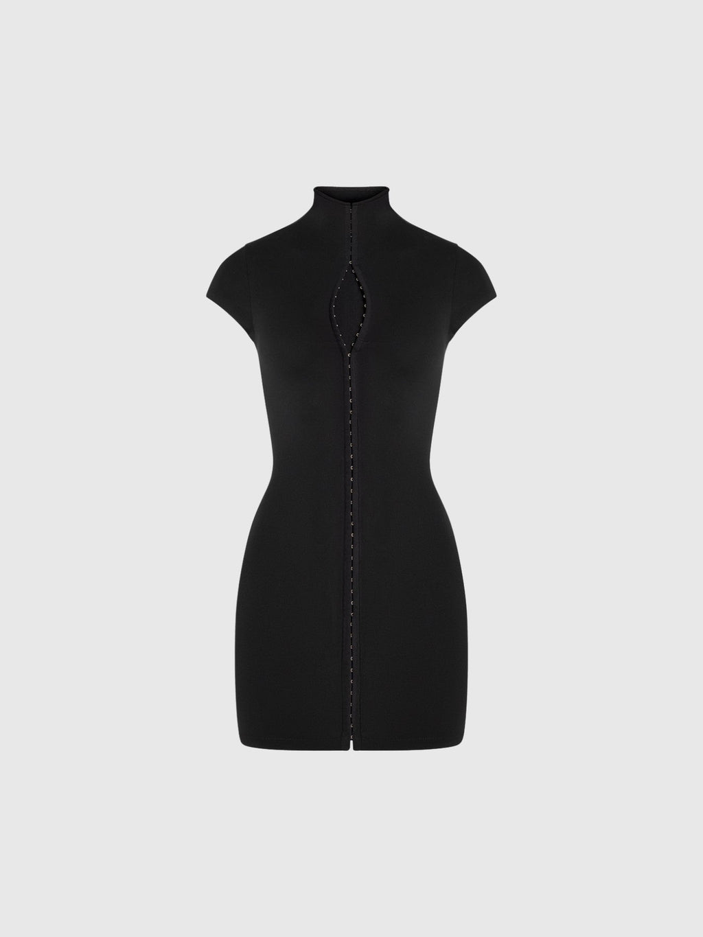 Dorine Zip Front High Neck Bodycon Mini Dress - Black — Svelte Chic