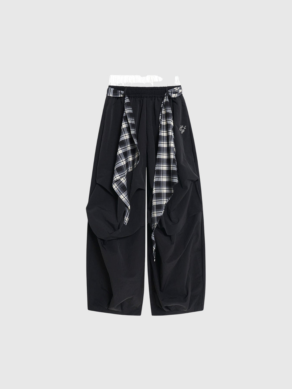 Hamish Plaid Detail Wide Leg Pants - Black — Svelte Chic