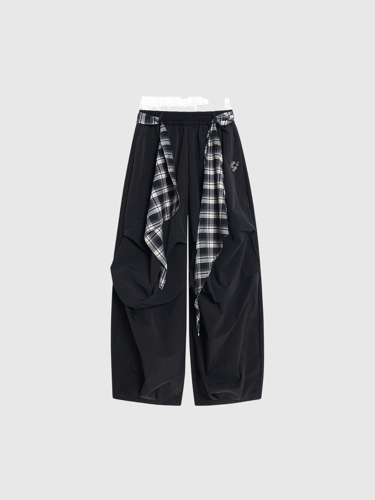 Hamish Plaid Detail Wide Leg Pants - Black — Svelte Chic