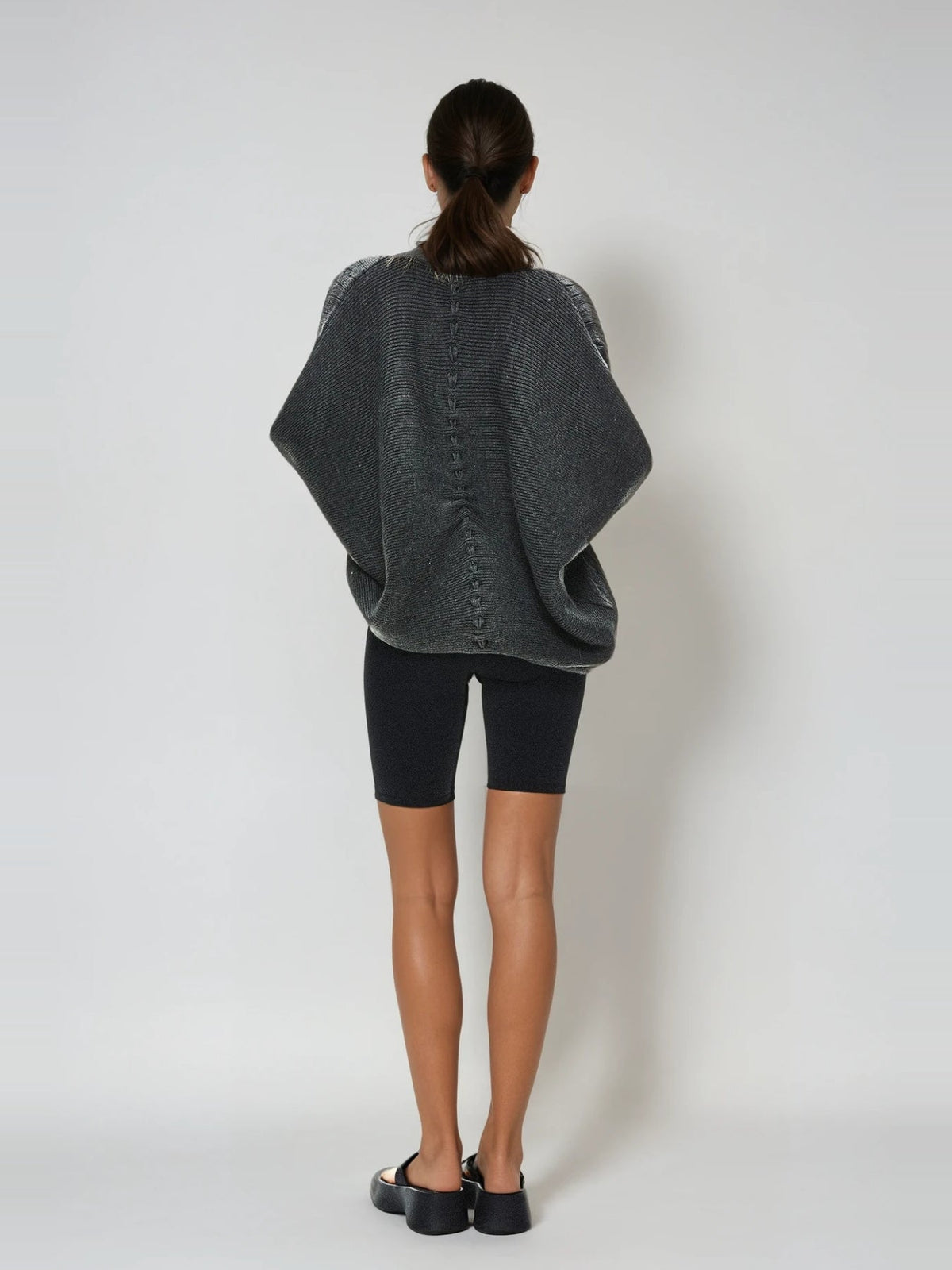 Deianeira Faux Fur Trimmed Knit Jacket - Anthracite — Svelte Chic