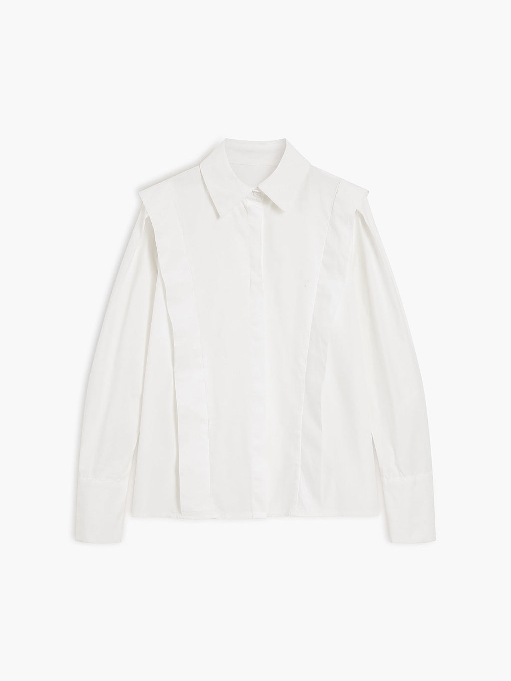 Oversized Wide Collar Pleated Shoulder Cotton Shirt — Svelte Chic