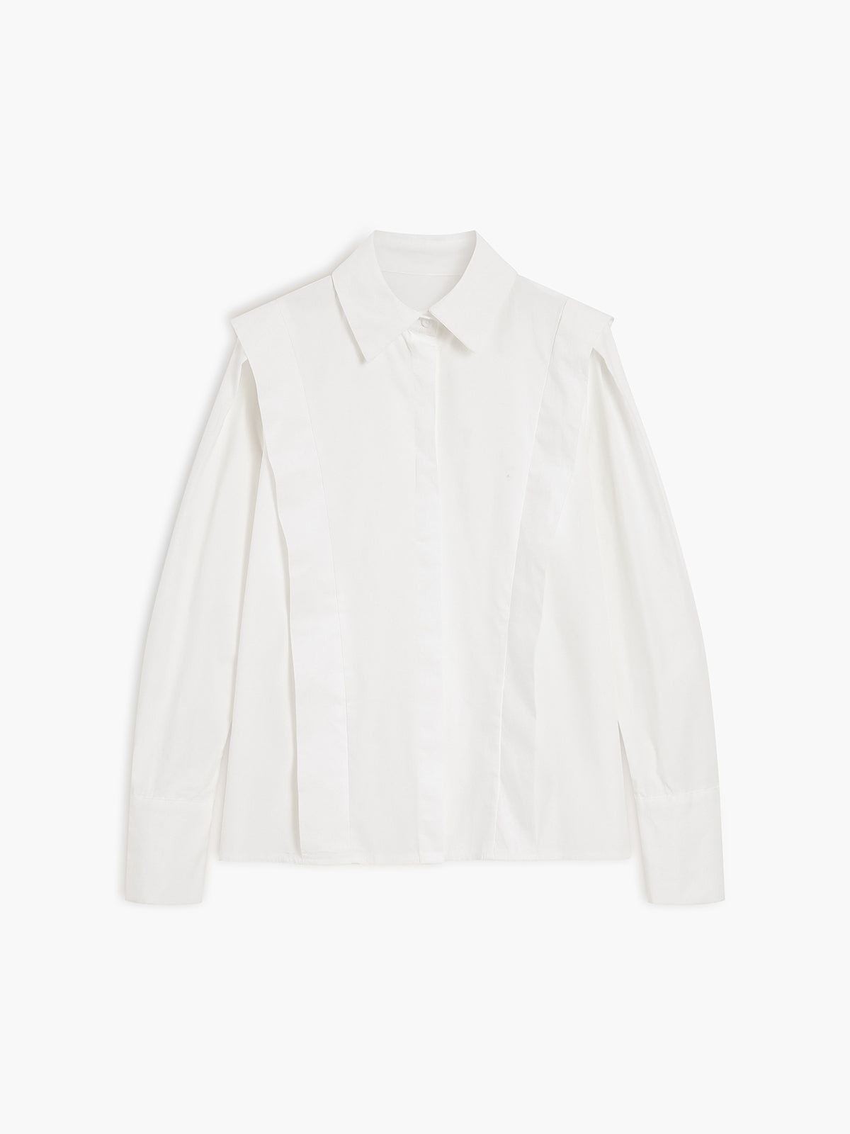 Oversized Wide Collar Pleated Shoulder Cotton Shirt — Svelte Chic