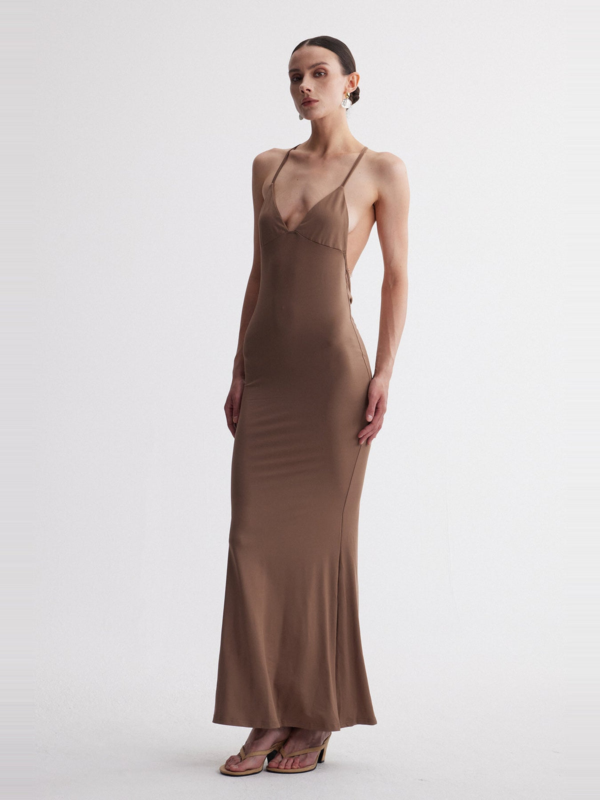 Drika Open Back Chain Detail Sequin Maxi Dress — Svelte Chic