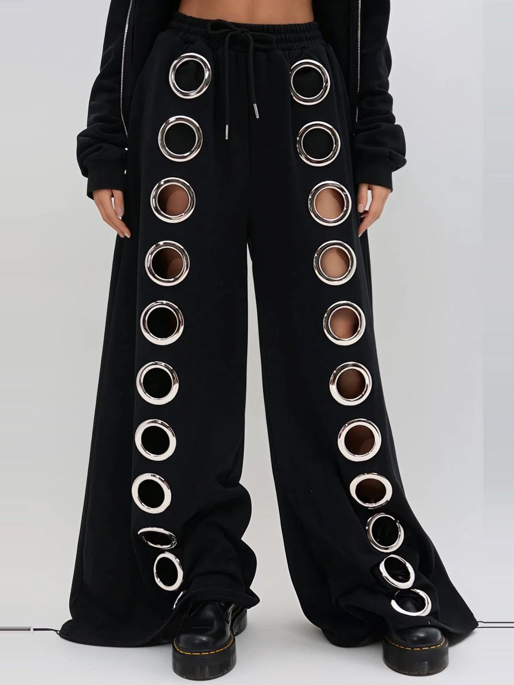 Daniyal Hooded Eyelet-Detail Pants Set - Black — Svelte Chic