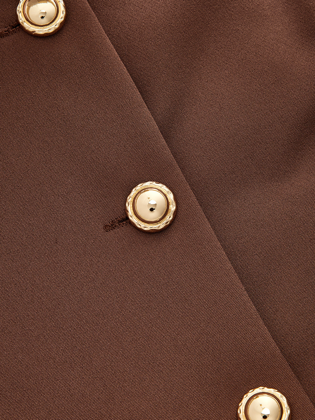 Stand Collar Metal Button Flared Mini Dress - Chocolate — Svelte Chic