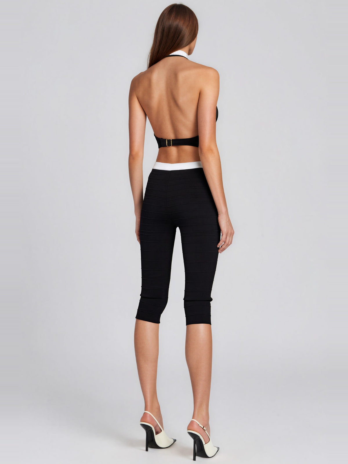 Kehinde Halter Neck Button Capri Pants Set - Black — Svelte Chic