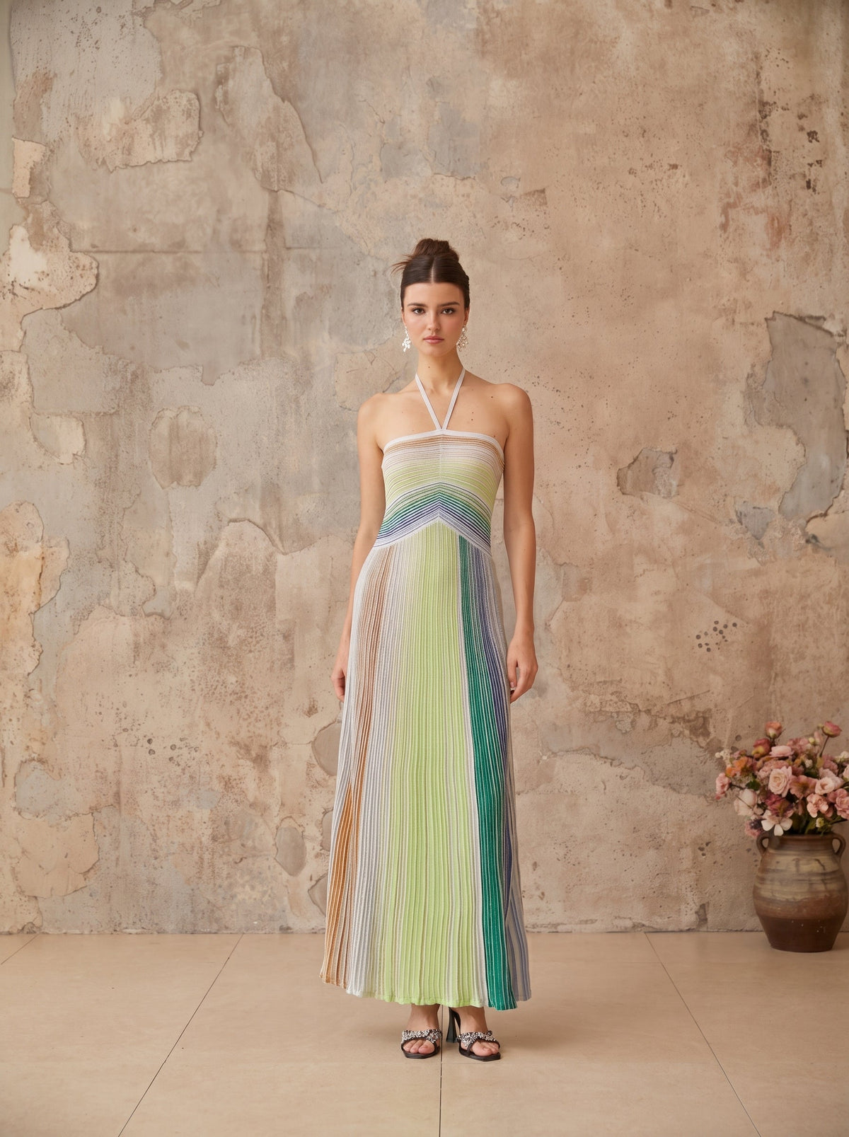 Metallic Knit Open Back Maxi Dress — Svelte Chic