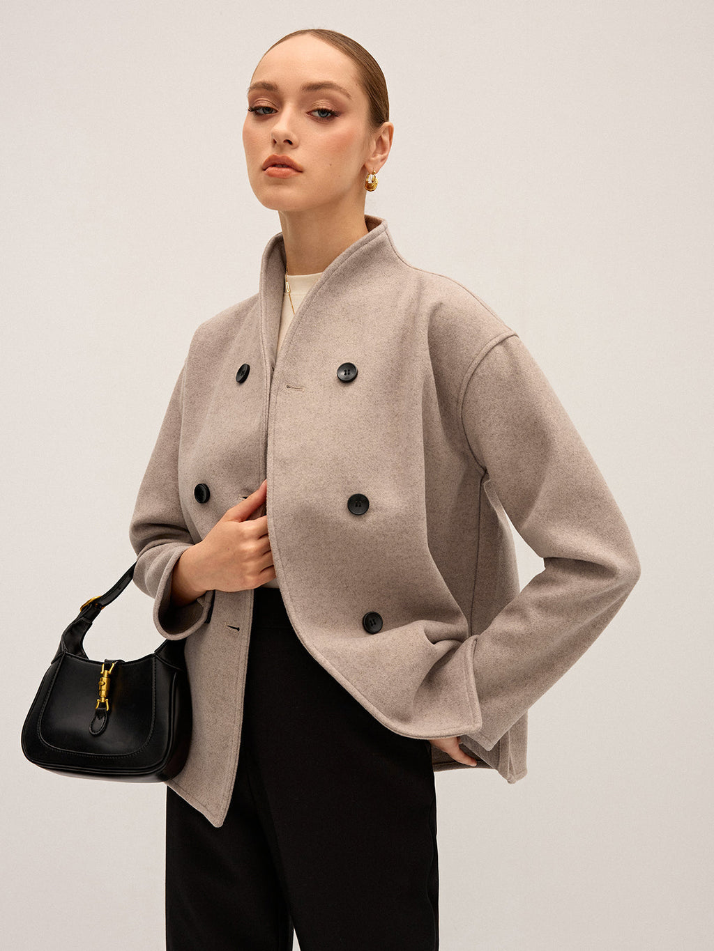 Oversized Double-Breasted Cropped Jacket — Svelte Chic