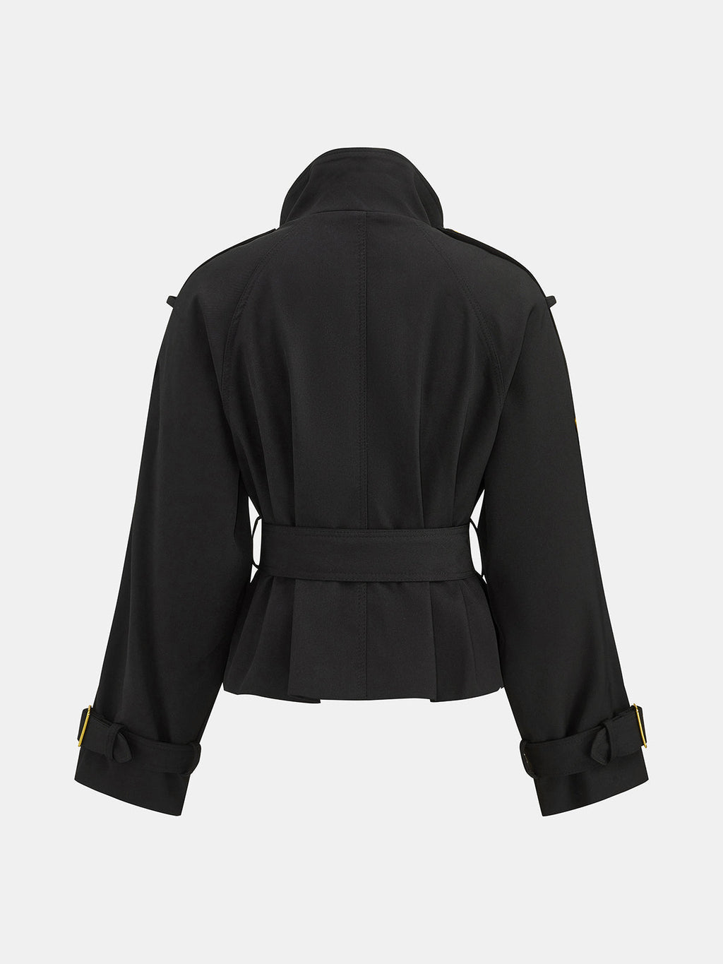 Belted Double-Breasted Military Jacket - Black — Svelte Chic