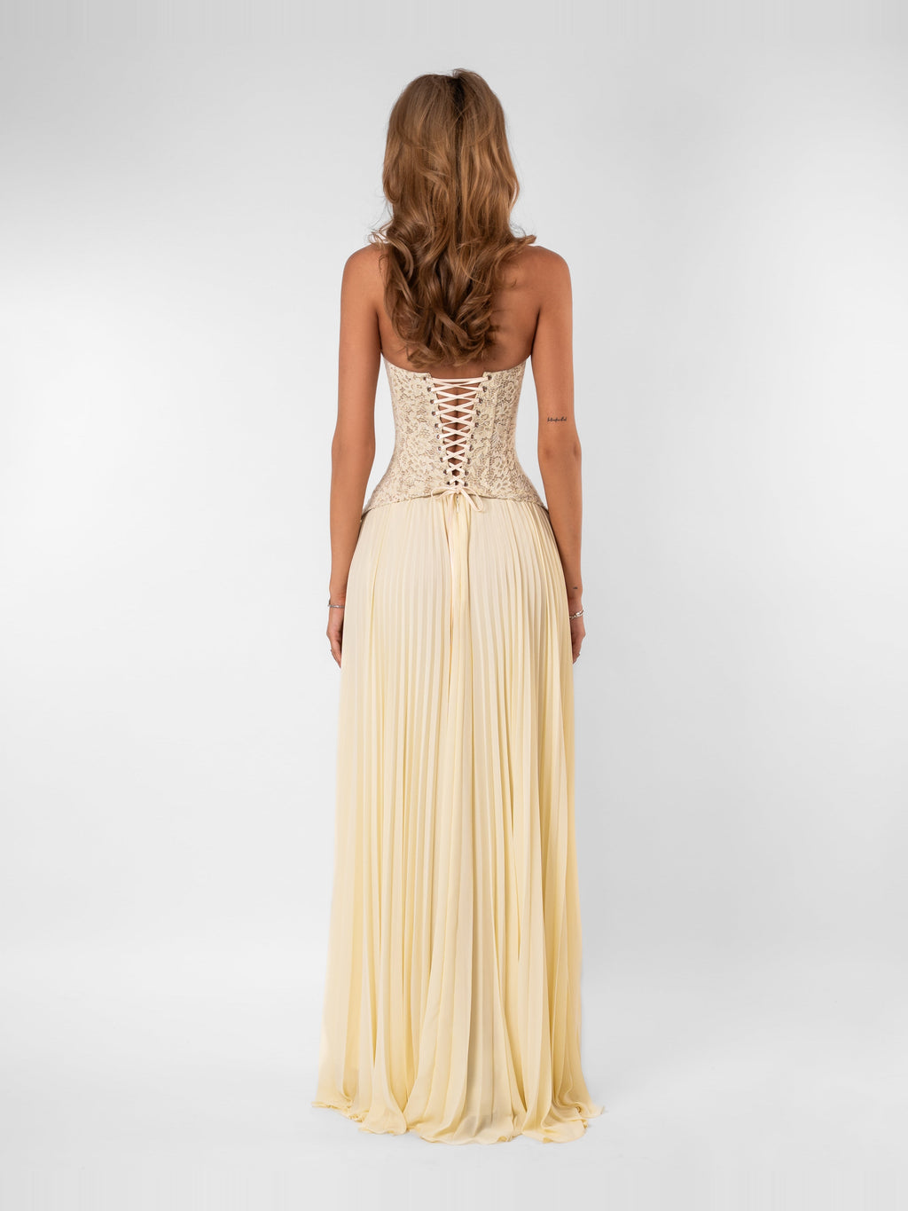 Gaia Halter Lace Corset Maxi Dress — Svelte Chic
