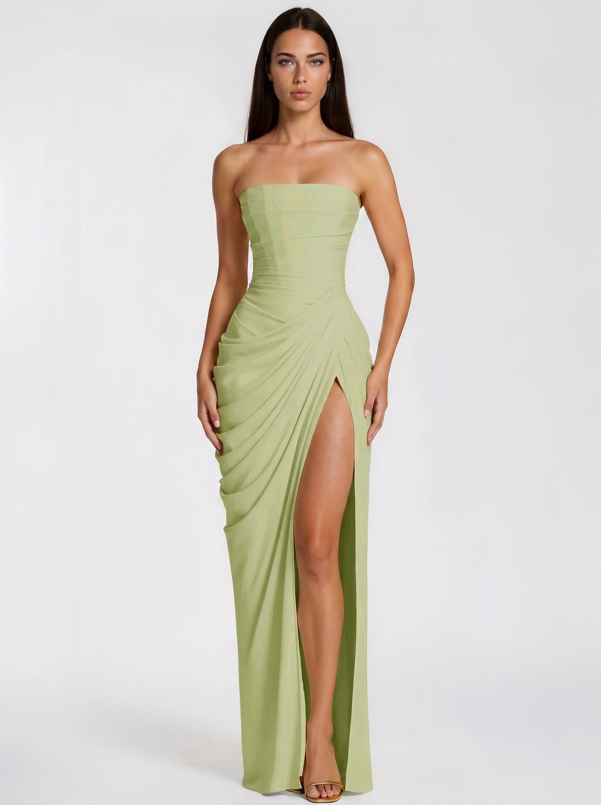 Safiya Draped Strapless Corset Maxi Dress — Svelte Chic