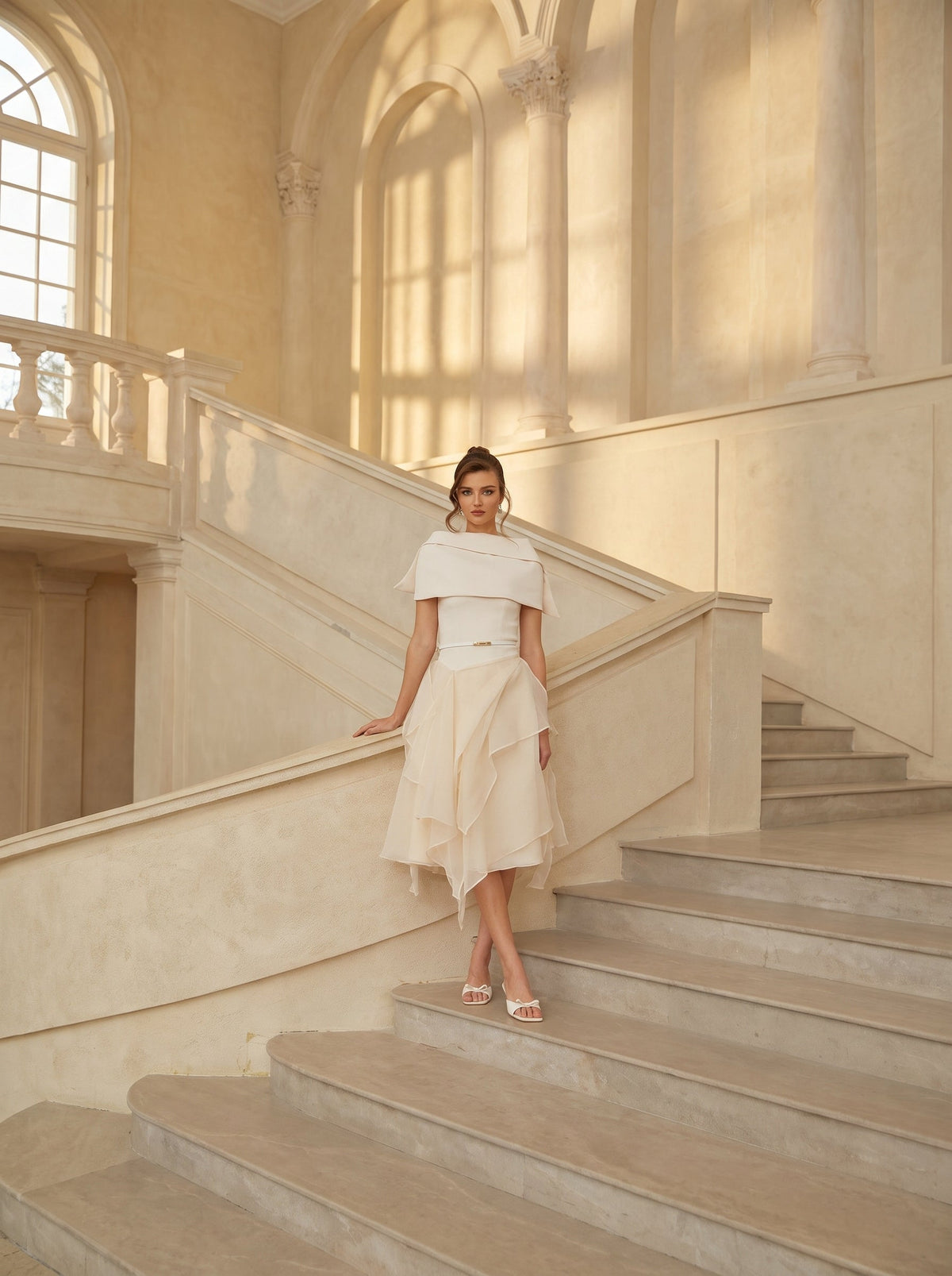 Aria Asymmetric Shawl and Tulle Dress Set — Svelte Chic