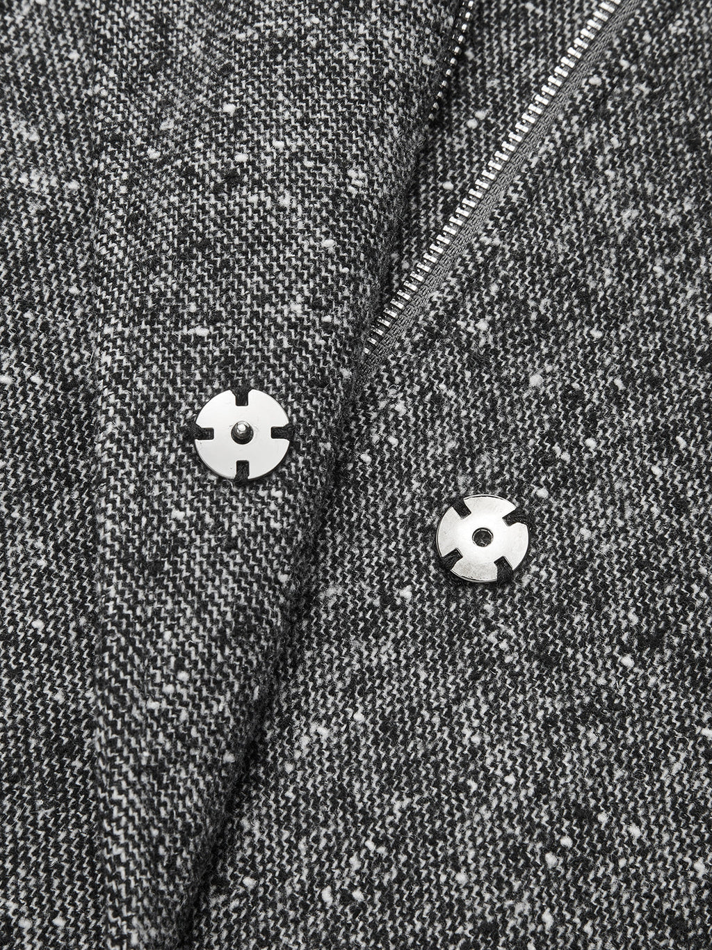 Belted Funnel Collar Speckled Tweed Coat - Grey — Svelte Chic