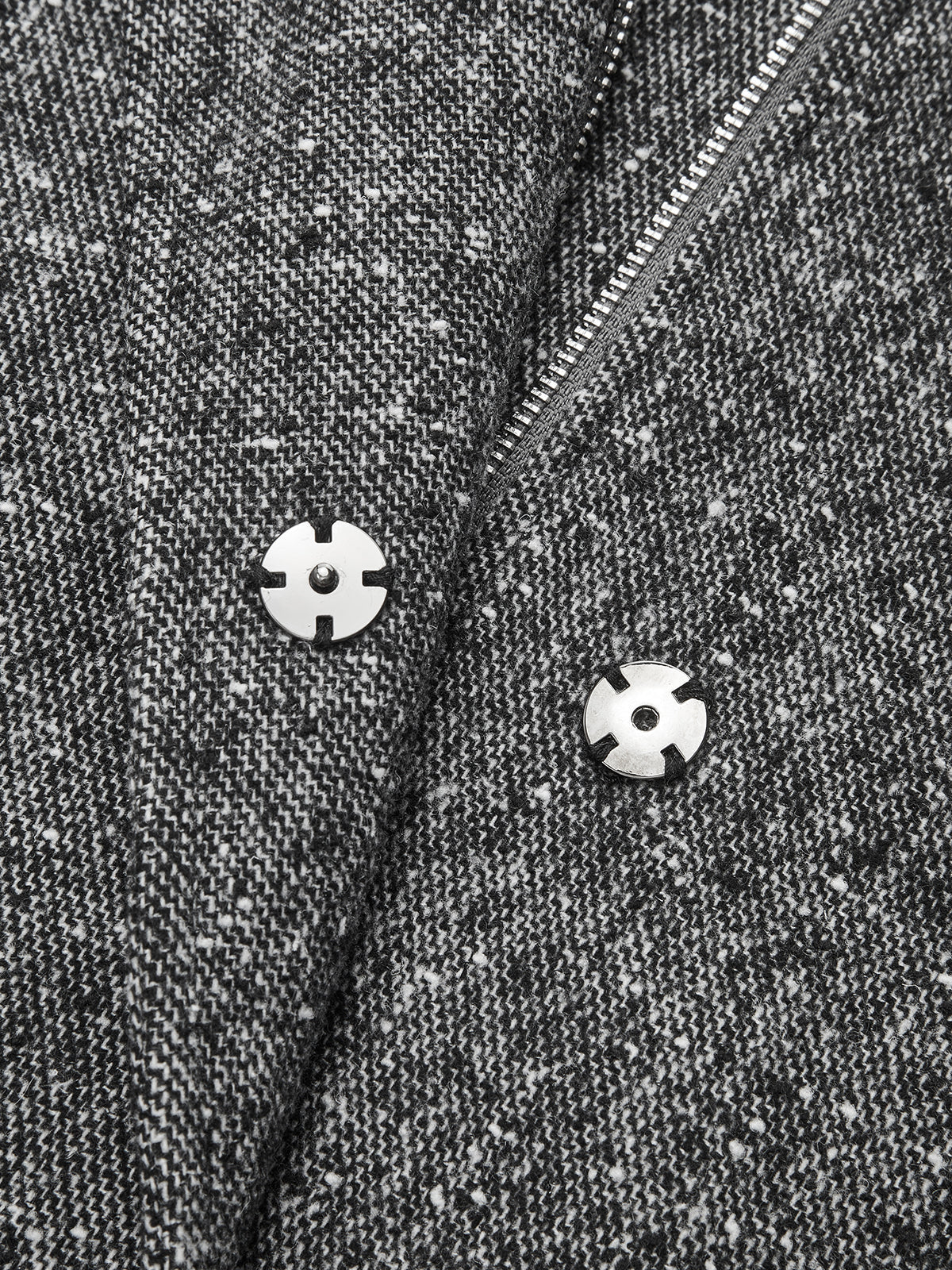 Belted Funnel Collar Speckled Tweed Coat - Grey — Svelte Chic