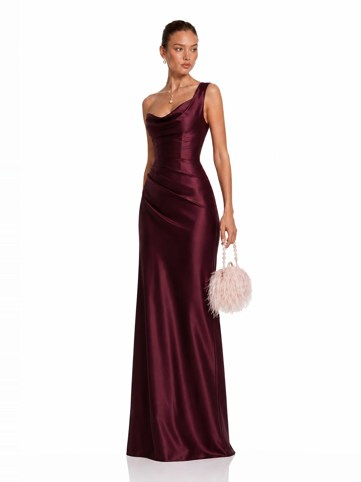 Hannah One Shoulder Satin Maxi Dress — Svelte Chic