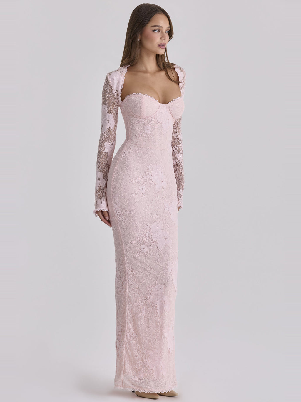 Lucienne Lace Corset Strapless Maxi Dress — Svelte Chic