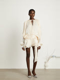 Eugenie Pleated Ruffle Mini Dress — Svelte Chic