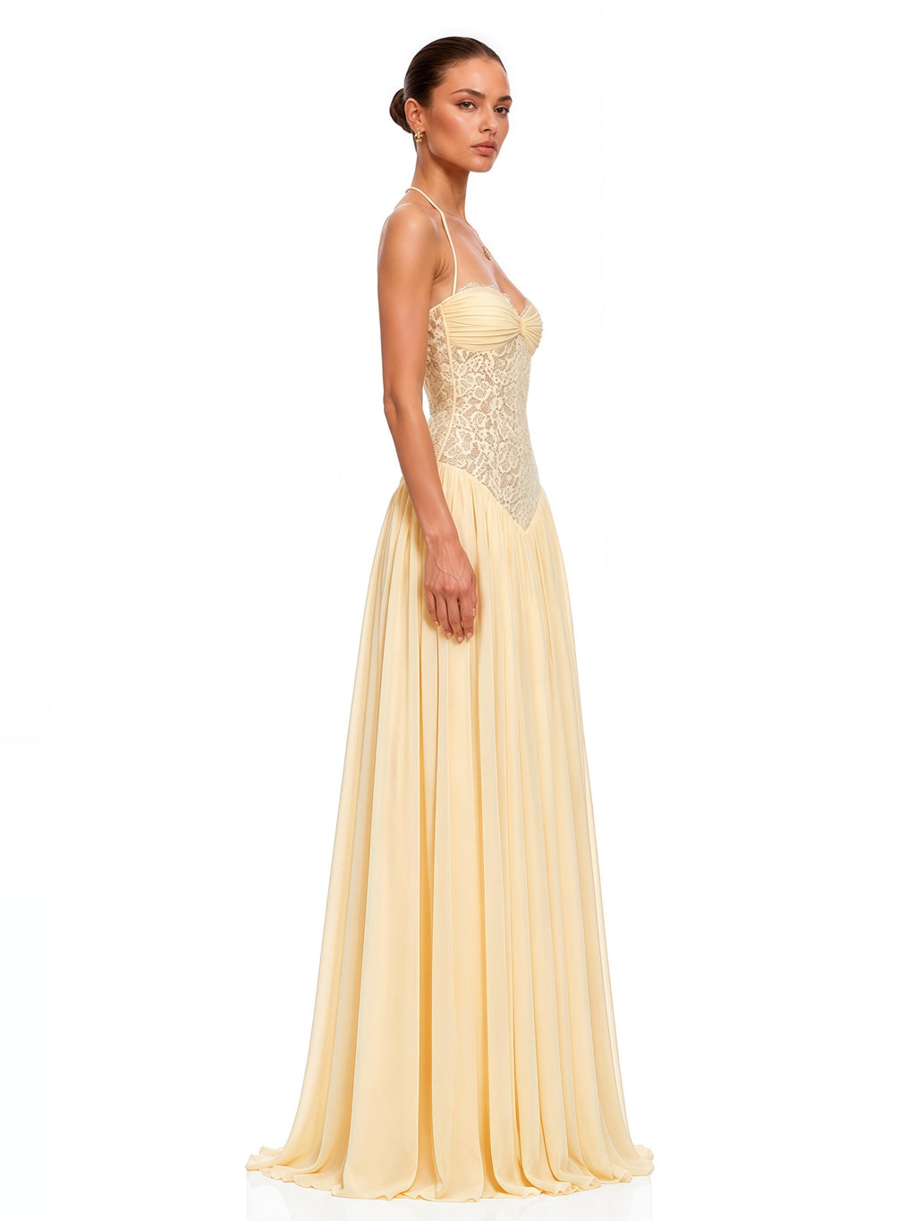 Joelle Halter Lace Corset Maxi Dress — Svelte Chic