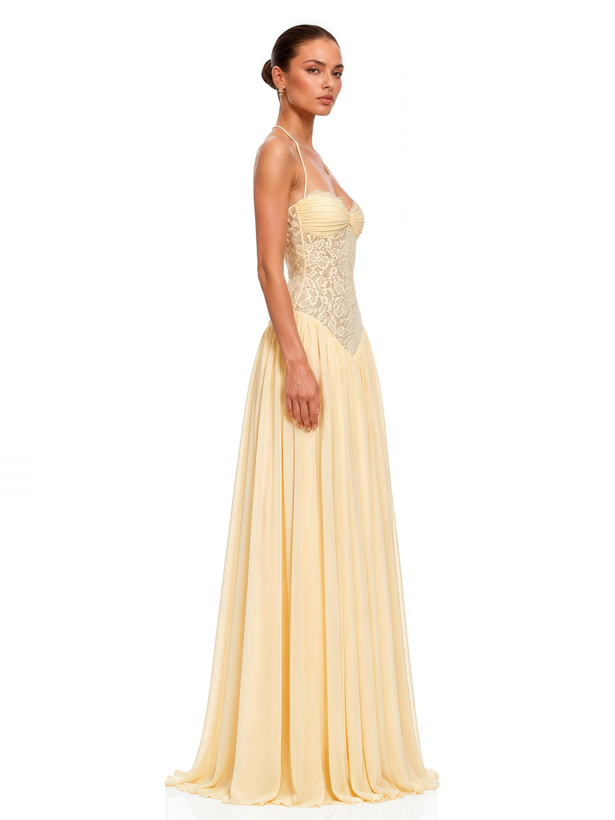 Joelle Halter Lace Corset Maxi Dress — Svelte Chic